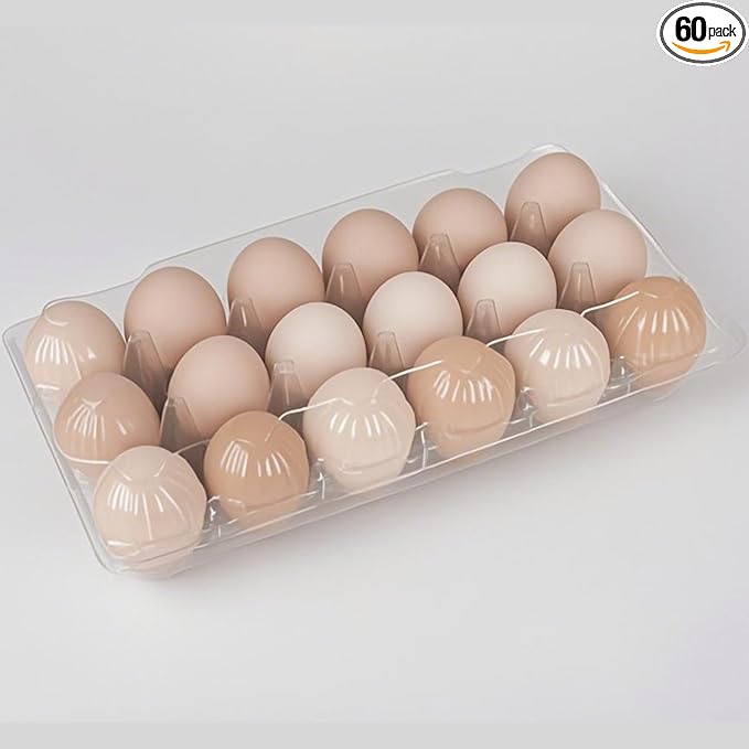 60 pc Plastic Bulk EggCarton,18 cone egg carton cheap bulk, Suitable For Storing Egg in Farmers' Markets, Supermarkets, Kitchens(3 * 6)