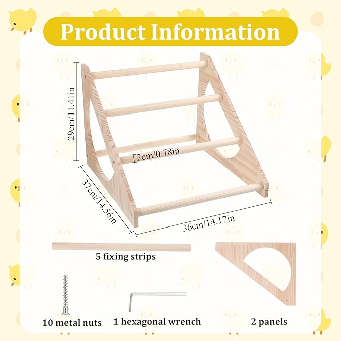 Chicken Perch Stand Wooden Chicken Roosting Bar Strong Stable Roosting Bar for Coop and Brooder, Fun Toys for Chick Indoor/Outdoor Use