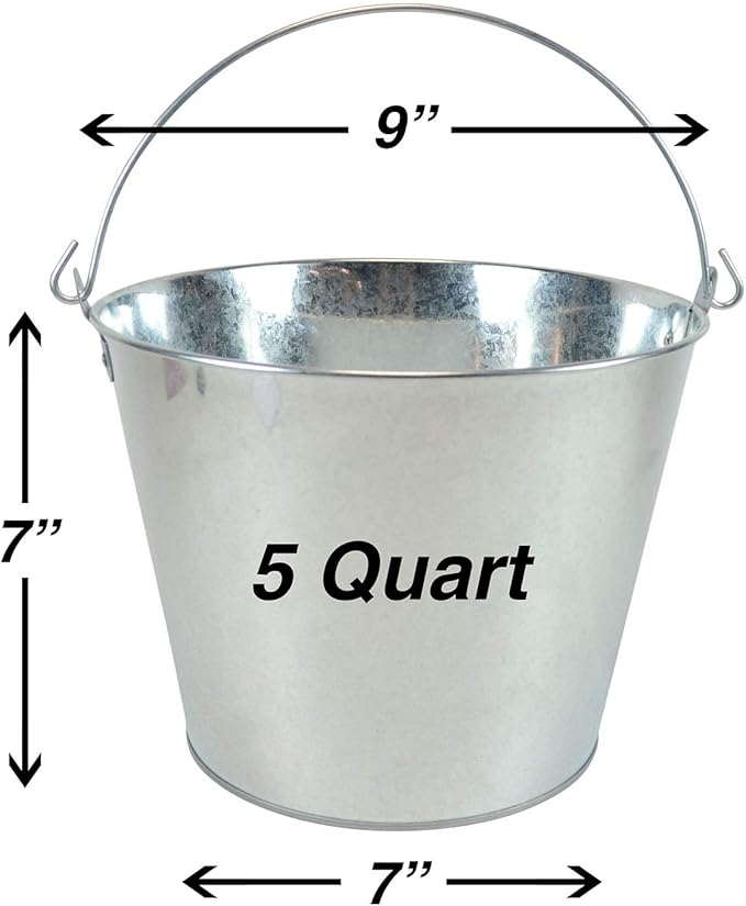 5-Quart Galvanized Pail Beer Bucket 9x9x7 inches (Pack of 12)