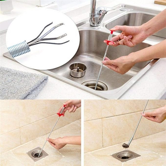 Flexible Grabber Claw Pick Up Reacher Tool With 4 Claws Bendable Hose Pickup Reaching Assist Tool for Litter Pick, Home Sink, Drains, Toilet (35.4inch)