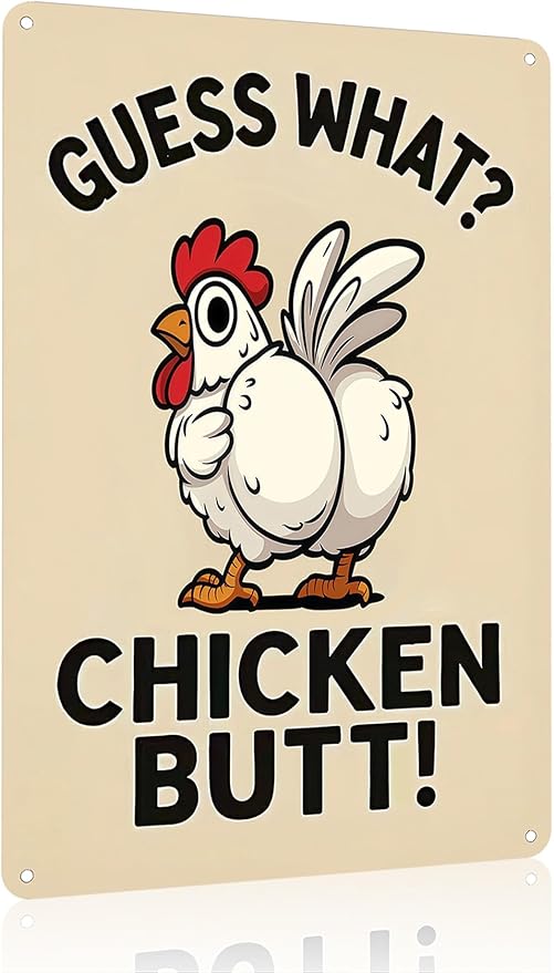 Funnysign Chicken Gifts Vintage Chicken Guss What Tin Sign for Chicken Coop Farm Kitchen Garden Yard Decor 8x12 inch (3913)
