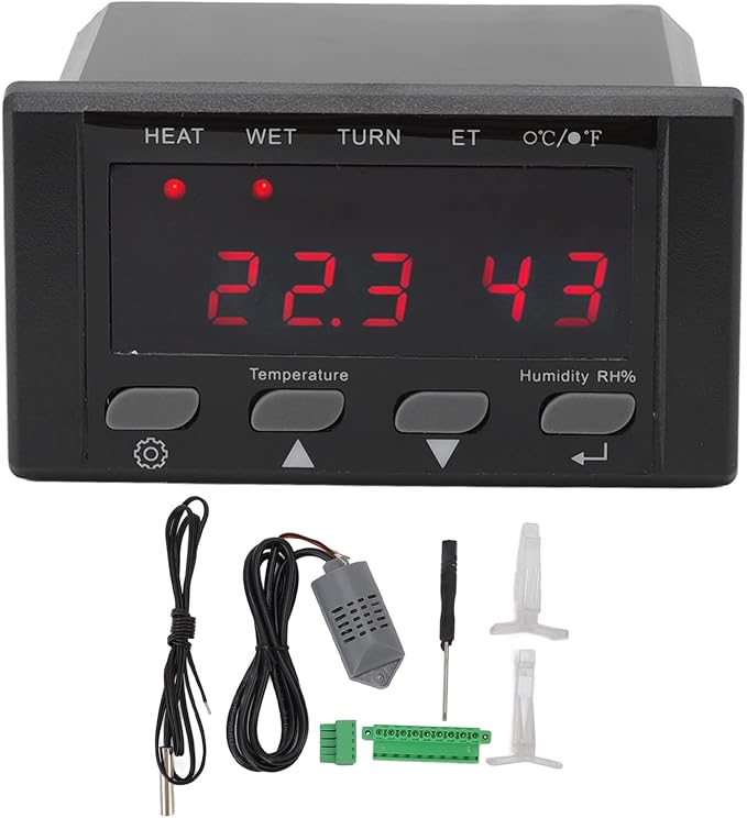 HT-10 Egg Incubator Temperature Controller, 220V/110V Digital Temperature Controller Full Automatic Control Incubator Temp Humidity Controller