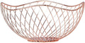 IBWell High Style Curved-Edge Modern Creative Stylish Single Tier Dish,Metal Iron Wire Fruit Vegetables Bread Decorative Stand Serving Bowls Basket Holder (Rose Gold-Twill)