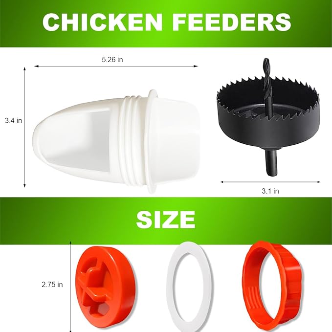 10 PCS Chicken Feeder Port DIY Automatic Chicken Feeder, Poultry Feeder, No Waste, Rat-Proof, Waterproof