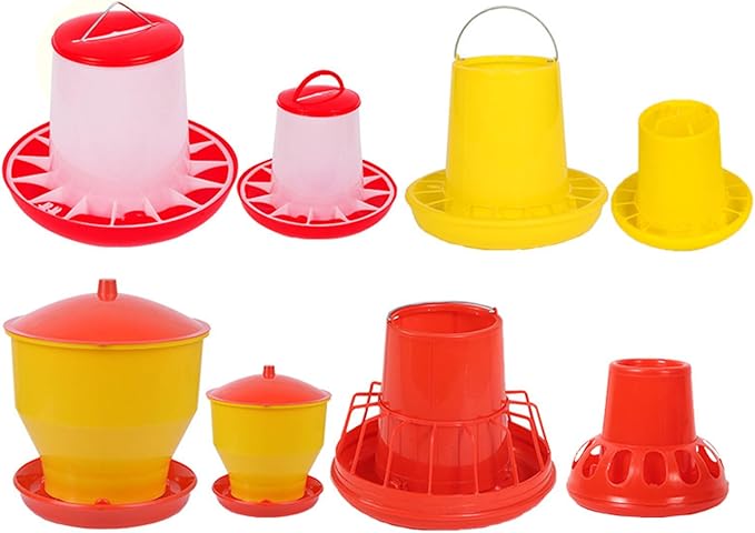 Chick Feeder Waterer Kits for Chick QuailsHen Hanging Poultry Food Water Container for Outdoor Farm Coops Outdoor Chicken Feeder Chicken Feeding Accessories Hanging Chicken Feeder Poultry Feeding