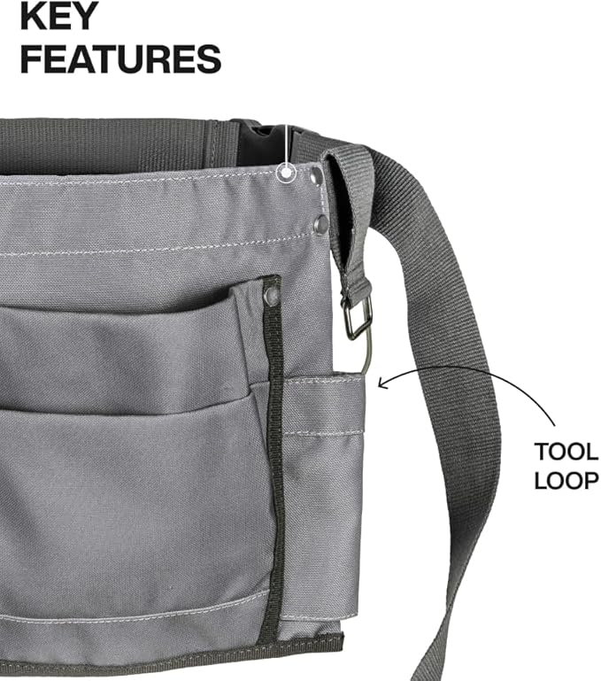 Klein Tools 21022 6-Pocket Tool Apron, Durable Duck Canvas with Riveted Seams, Adjustable 28-Inch to 46-Inch Length Work Belt, Removable Tape Measure Loop