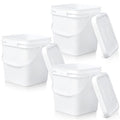 Mumufy 3 Pcs 3.5 Gallon Square Food Grade Bucket with Lid Square Bucket Pail Plastic Handles for Long Term Food Storage, Camping, Fishing, Home Organization Easy Stack and Store (White)
