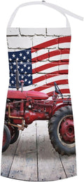 Vintage Watercolor Old Tractor Kitchen Apron, Oil Painting Western Farmhouse Harvest Farm Sunflower Tractor Apron