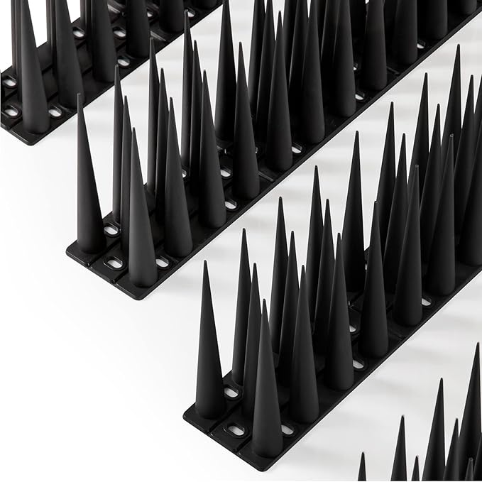 OFFO Bird Spikes Pigeon Outdoor Spikes for Cat Keep Birds Raccoon Woodpecker Away Covers 40 Feet(12.2m), Black
