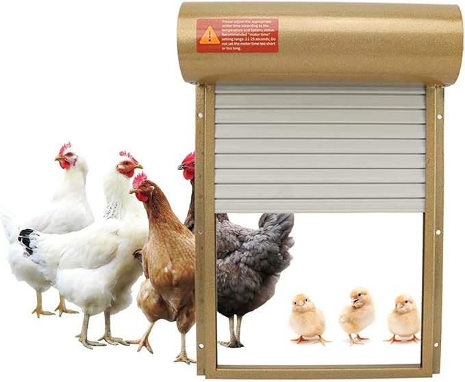 Automatic Chicken Coop Door, Solar Powered Chicken Door with Timer Electric Door for Duck Goose Farm Safety Equipment (Gold)