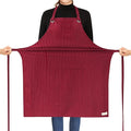 ROTANET Stripe Stretch Apron for Men Women Chef Big and Tall Large Striped Aprons with Pockets for Kitchen Cooking Waterproof