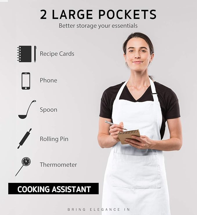 Syntus 4 Pack Adjustable Bib Apron with 2 Pockets Cooking Kitchen Aprons for Women Men Chef