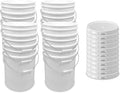 ePackageSupply White 5-Gallon Bucket with Lid | Made in USA | Food Grade | Heavy-Duty Extra Durable Plastic Bucket | Multi-Use Food Grade Buckets with Lids | Easy Stack and Store | BPA Free | 12 Pack