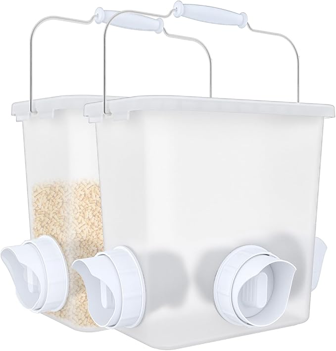 Large Automatic Chicken Feeder No Waste Poultry Feed Bucket 3 Gallon Feeding Container with 3 Ports