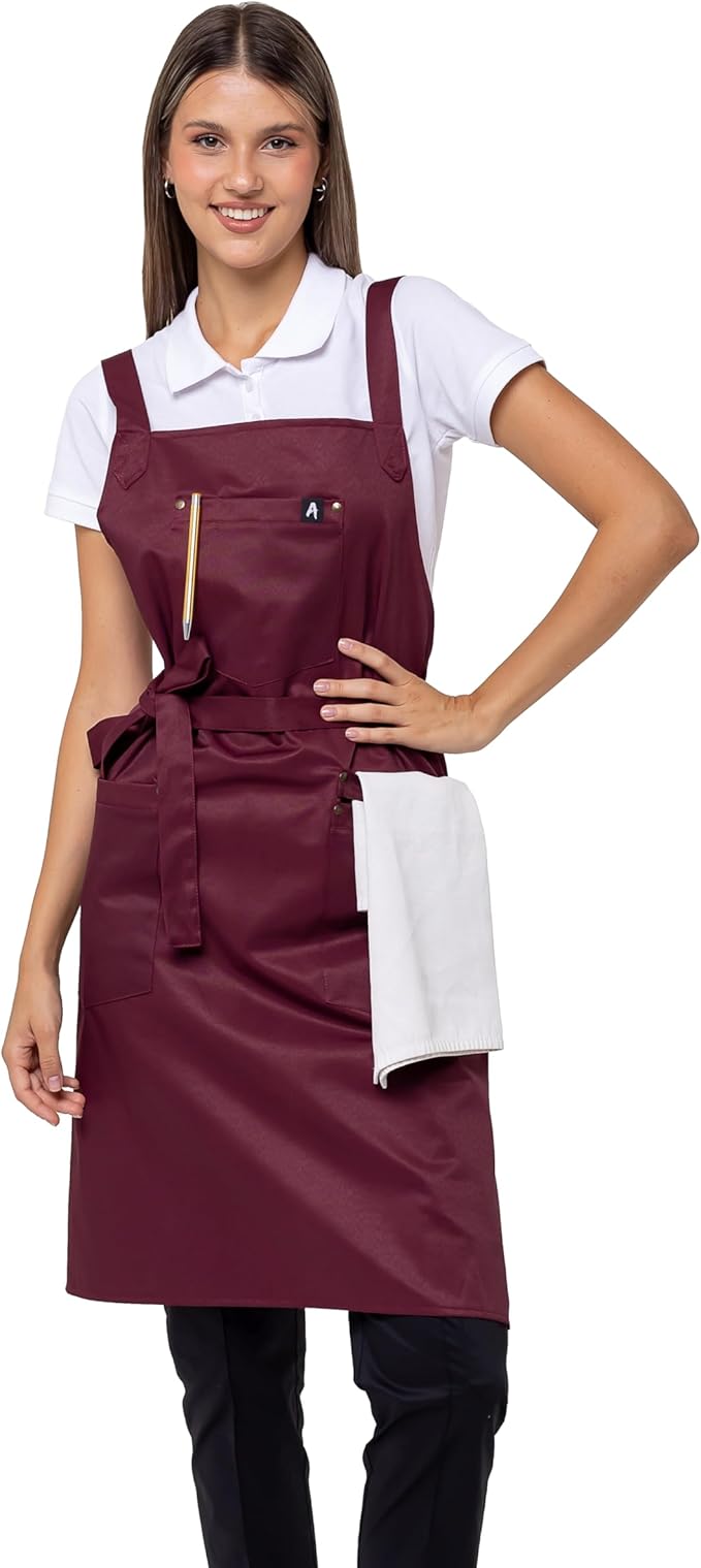 Aquasafe Water-Repellent Cross-Back Bib Apron - Unisex One Size