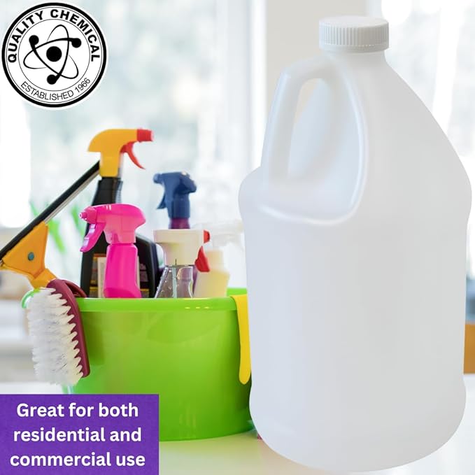 Quality Chemical Reusable 1-Gallon Plastic Jug – BPA-Free, Leak-Resistant, Secure Screw-on Lid, Ergonomic Handle, BPA Free, HDPE Plastic, Stackable, Versatile Design for Storage (Pack of 4)