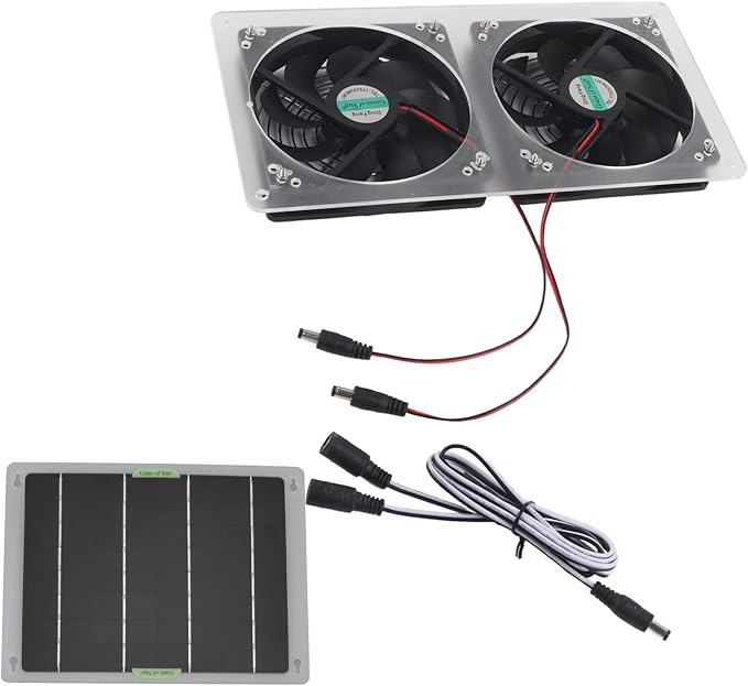 DAUERHAFT 100W Compact Solar Exhaust Ventilation Fan and Chicken Coop Fan for Greenhouses, Doghouses, Sheds