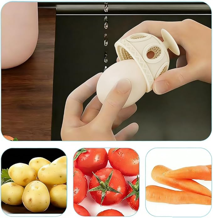 Layver Egg Brush Cleaner, Egg Cleaner Scrubber for Fresh Eggs, Silicone Egg Washer, Multipurpose Washing Egg Tool for Fruits and Vegetables (Yellow)