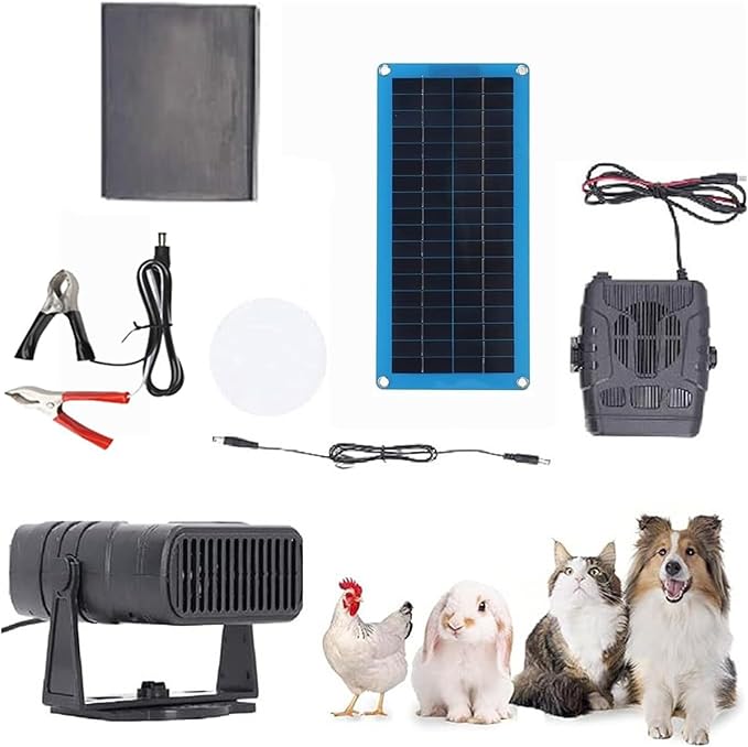 Solar Heater for Chicken Coop, Portable Car Solar Powered Heater, Heaters for Chicken Coop Home Car Greenhouse, Solar Panel Heaters with Overheating Protection for Chicken Kitten Puppy Pets