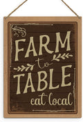 FLVGE Farmhouse Kitchen Decor, Kitchen Wall Decor, Vintage Decor for Home Kitchen Dining Room Porch Bar Cafe, Farm to Table Eat Local Wooden Sign Hanging, 8x10 Inch