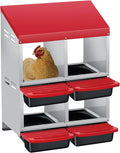Chicken Nesting Boxes with Cleanable Pull-Out Trays, 4-Hole Wall Mount Roll Away Nest for Easy Cleaning & Egg Collection