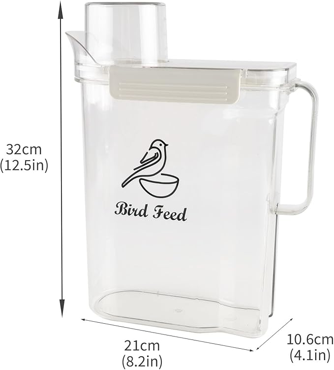 Bird Seed Storage Container,5L Large Capacity Pet Food Storage Containers with Handle,Airtight Wild Bird Seed Dispenser-for PetBirds Parakeets Finches Food Mealworms Storage/BPA Free-Clear