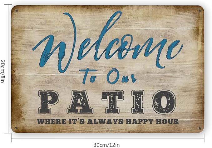 Harooni Vintage Metal Welcome Patio Sign - 12x8inch
