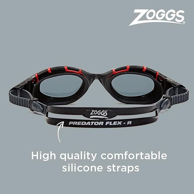 Zoggs Adult Unisex Predator Flex Polarized Anti-Fog UV Protection Wide Vision No-Glare Quick-Adjust Swimming Goggles, 461043