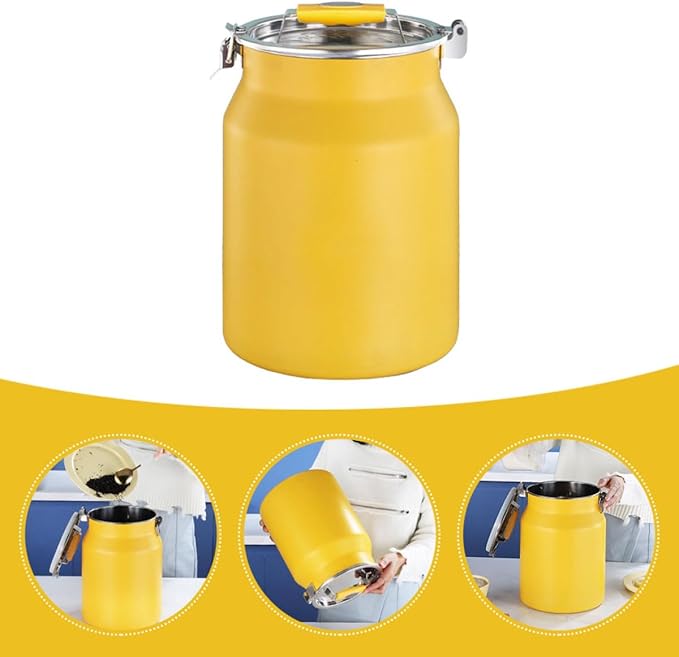KICHOUSE Stainless Steel Rice Storage Bucket 10l Sealed Household Food Container Airtight Kitchen Cereal Grain Storage Bin for Pantry Organization