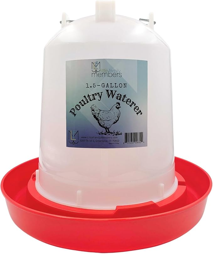 Chicken Waterer 1.5-Gallon Metal Handle Poultry Drinker | Large Capacity Poultry Waterer | for Chickens, Ducks, Baby Chicks, Chickens, Turkeys and More