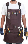 Woodworking Apron for Men - 9 Reinforced Pockets Durable Canvas Padded Cross Straps - Woodworking Gifts for Men
