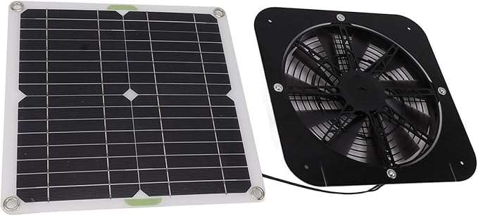 13.5 Inch Solar Powered Fan, 100W Solar Exhaust Fan Kit with Auto Speed Adjustment, Portable Solar Panel Ventilation Fan for Greenhouse, Chicken Coop, Dog Kennel, Pet House, and Outdoor Sheds