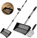 Chicken Poop Scooper & Rake 3-in-1, Adjustable Long Handle (32–63"), 12" Wide Dual-Mesh Sifting Shovel + Mini Fine-Mesh Sifter Scoop, Stainless Steel Coop Litter Scoop for Sand/Shavings/Pellets