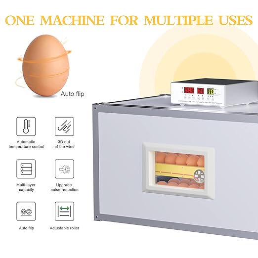 Egg Incubator ，Farm Egg Incubator with Automatic Egg Turning and Humidity Control，Industrial Brooding Machine Chicken Incubator ，Suitable for Chicken Duck Goose Quail Parrot Bird Eggs