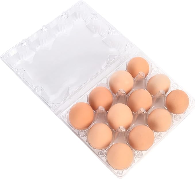 Egg Cartons 12 Packs - 4x3 Egg Cartons Bulk 1 Dozen Plastic Egg Carton Cheap Bulk, Clear Empty Reusable Egg Carton Holds up to 12 Eggs Securely for Farm Market Family Kitchen Storing Eggs