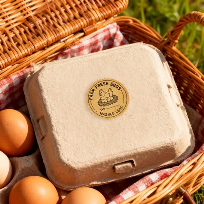 320 Pcs Chicken Farm Fresh Eggs Stickers, 2 Inch Round Cartoon Chicken Eggs Handling Stickers Washed Egg Carton Labels Adhesive Egg Packaging Sticker for Box Container Carton Farm Supplies