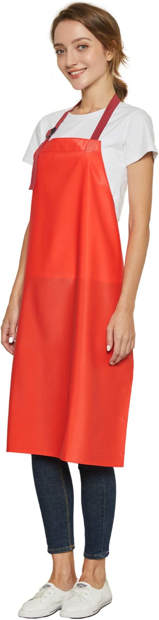 Waterproof Vinyl Long Apron - Lined Linen, Chemical Resistant Work Apron Safe Cloth