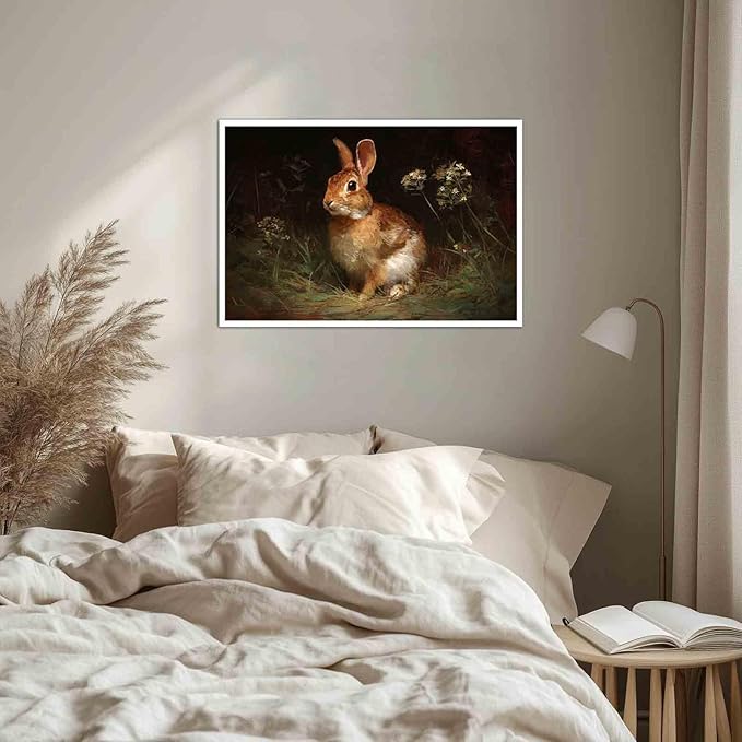 MNFGMH Easter Wall Art Spring Bunny Gothic Dark Style Easter Canvas Wall Decoration Poster Canvas Roll 16x24 inch