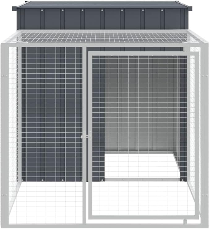 Chicken Cage Outdoor 79.1"x43.3"x43.3" Galvanized Steel Anthracite with Run Heavy Duty Coop for Multiple Chickens Easy Setup for Backyard Farm