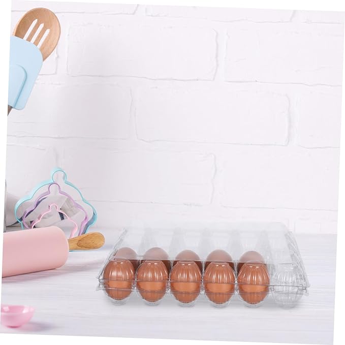 6pcs Clear Plastic Egg Cartons Capacity Bulk Storage Organizer Box with Lid Stackable Reusable Egg Holder for Refrigerator Farm Market Business Use