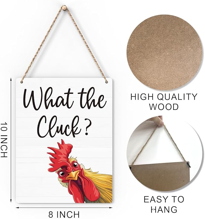 Chicken Gifts Sign Funny Chicken Coop Accessories Chicken Signs Rooster Decor for Home Farm Chicken-Coop Kitchen Garden Yard Country Decor 8x10 Inch