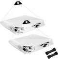 2 Pcs 6.6 x 10 ft Thicken Waterproof Clear Tarp - 5 mil Anti-Tear Windproof Garden Transparent Poly Tarpaulin, Snowproof PVC Tarp with Grommets for Winter Greenhouse Patio Enclosure Chicken Coop