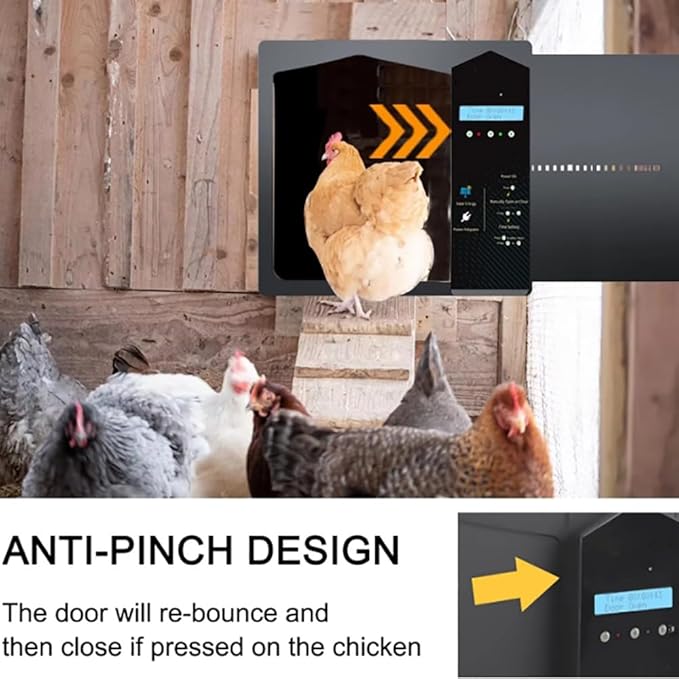 Automatic Chicken Coop Door,Solar Chicken House Timer Door,Lcd Display,With Remote Control,Light Sensor Chicken Coop Door,Ip65 Waterproof,3 Power Supply Modes Coop Door