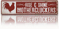Rooster Decor, Rise & Shine Mothercluckers Sign 15.8x4 inches, Funny Chicken Sign, Retro Metal Tin Signs, Farmhouse Home Garden Decor, Chicken Lover Decoration Gift