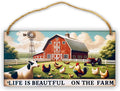 Rustic Farmhouse Charm wooden hang Signs,Idyllic Barn Pastoral Life Wall hanging Art decor,Home Decor for Country Living room,for Kitchen,Barn,indoor outdoor yard decor,gift for rustic lovers 6x12inch