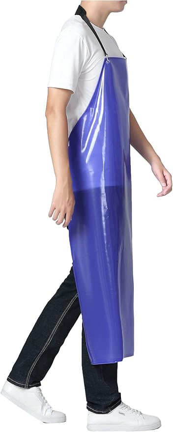Waterproof Plastic Aprons - Chemical Resistant Work Apron,best for Kitchen, Cooking, Cleanning,Dog Bather,Dishwasher MD006-Bluethick