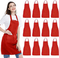 NOBONDO 12 Pack Bib Apron - Unisex Black Apron Bulk with 2 Roomy Pockets Machine Washable for Kitchen Crafting BBQ Drawing