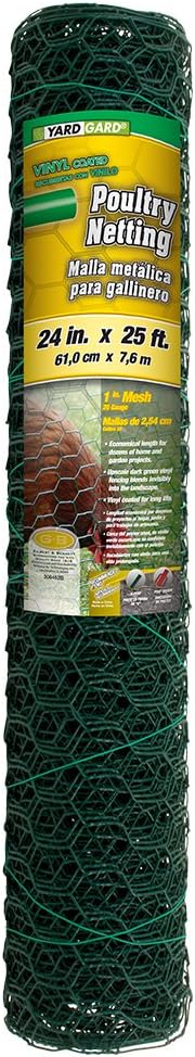 YARDGARD – 1 Inch Twisted Mesh Wire Fence – 24 Inches by 25 Feet – Green PVC Coated Steel – for Poultry Netting | Rabbit Fencing | Garden Protection and Plant Support