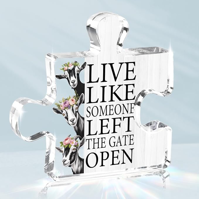 Goat Gifts Vintage Goat Ornament Farm Girl Gifts Decor For Home Signs Live Like Someone Left The Gate Open Acrylic Sign for Home Farm Animal Kitchen Bathroom Bedroom Goth Kitchen Decor