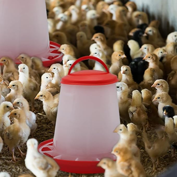 Chicken Feeder and Waterer Kit -1.5KG Poultry Chick Feeder and 1.5L Chicken Waterer with 2pcs “S” Hooks,Plastic Hanging Poultry Quail Feeder and Waterer Set for Coop